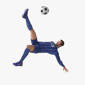 Soccer Player Bicycle Kick Animated with Net 3D